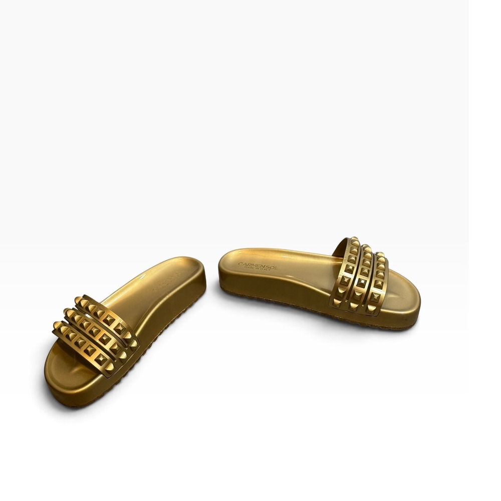 Carmen Sol Gold Studded Jelly Slide Sandals Made in Italy Women Size 9 Platform - Picture 4 of 8